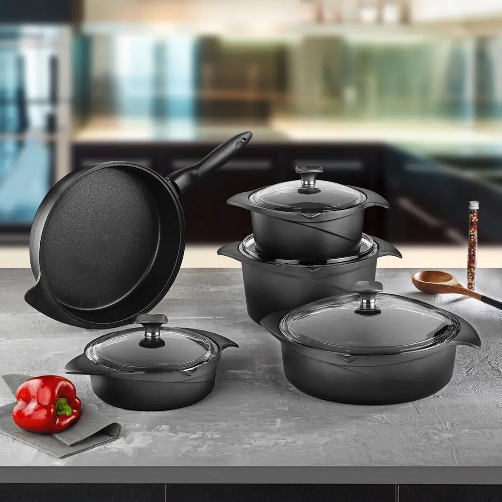 Aryıldız Flipper Siyah 9 Parça Döküm Tencere Seti