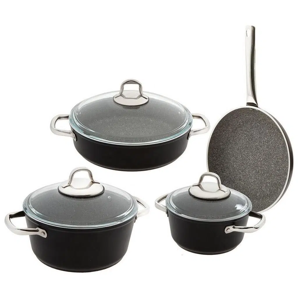 Jumbo Darci Black 7 Parça Tencere Seti Koyu Siyah