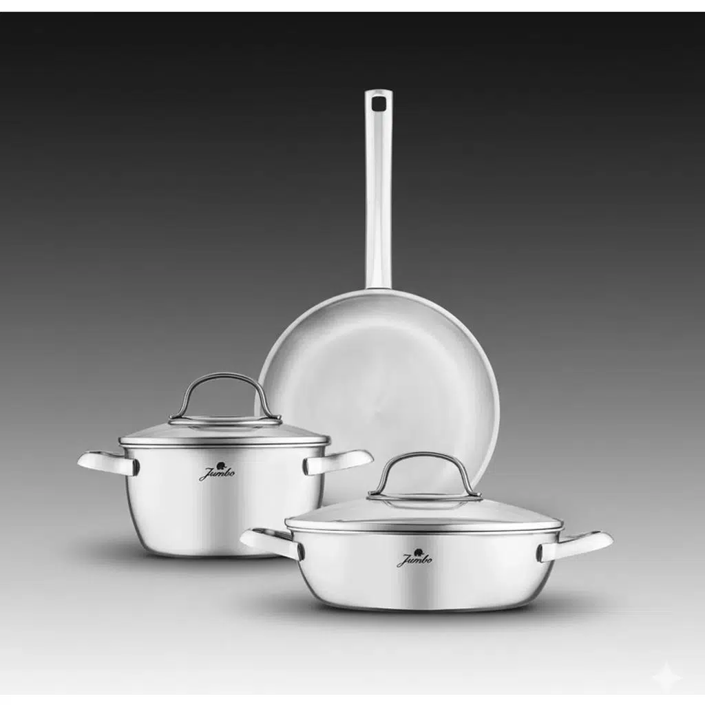 Jumbo Athena 3ply 5 Parça Indüksiyon Tabanlı Çelik Tencere Seti