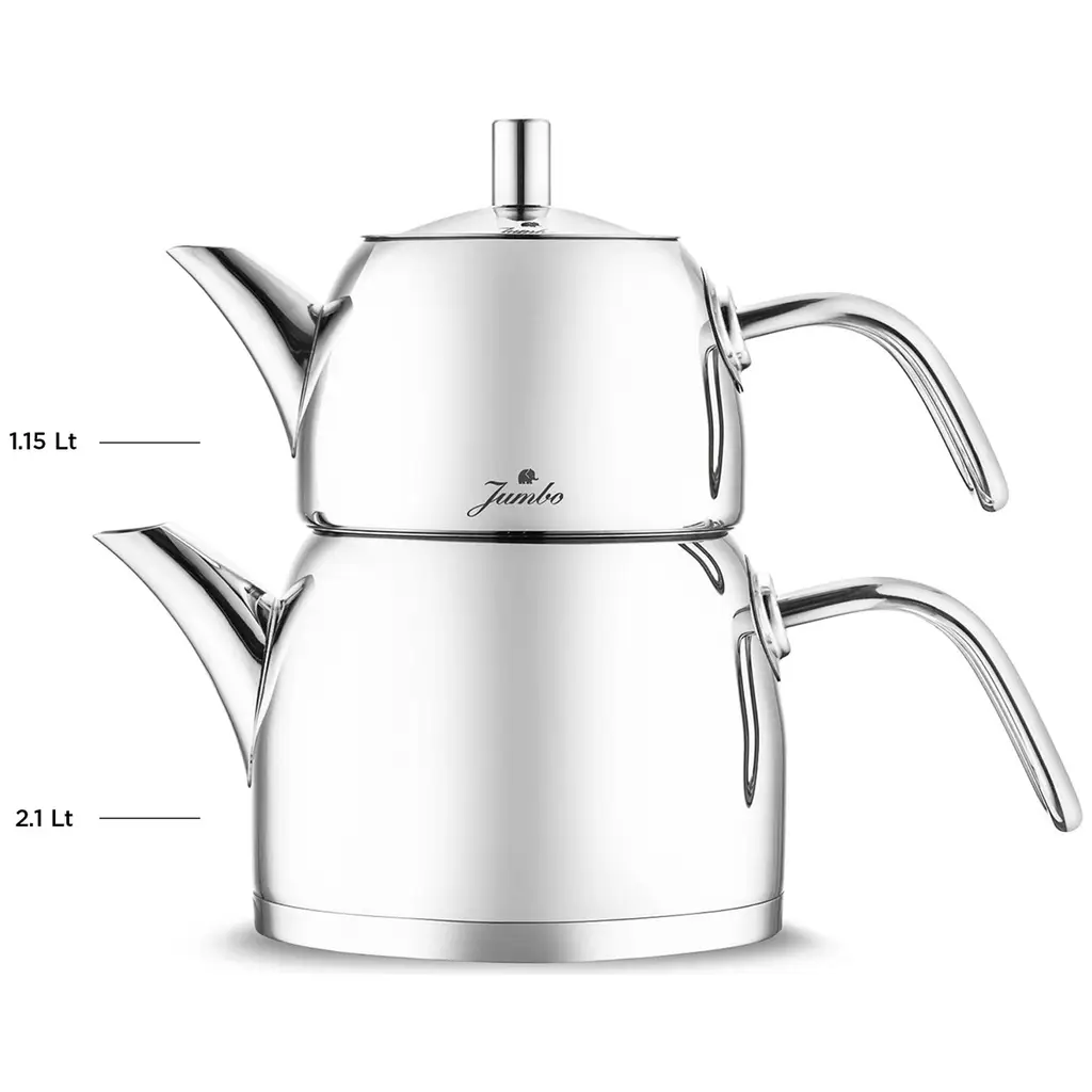 Jumbo New Sky Paslanmaz Çelik Çaydanlık 1,15 lt Demlik ve 2,1 lt Suluk ile Kullanışlı Tasarım Jumbo New Sky Paslanmaz Çelik Çaydanlık 1,15 lt Demlik ve 2,1 lt Suluk ile Kullanışlı Tasarım