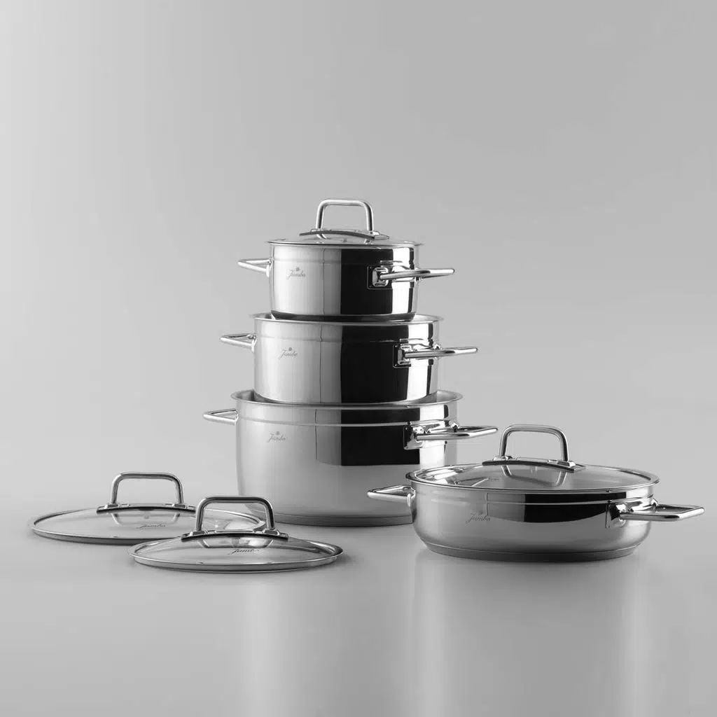 Jumbo Modena 18/10 CrNi Paslanmaz Çelik Tencere Seti - 16, 20 ve 24 cm, Ergonomik Sap, Kolay Temizlik, 8 Parça