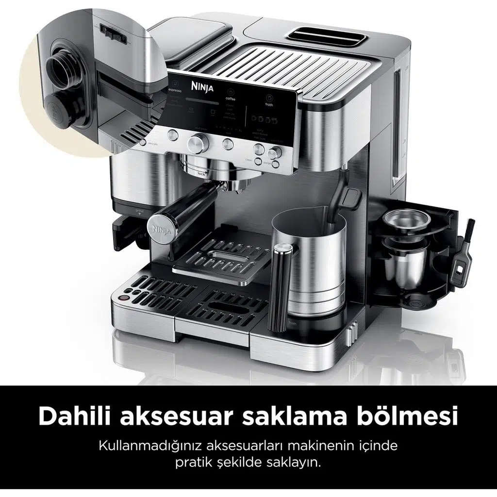 Ninja Luxe Café Premier Espresso Makinesi 1680 W İnox Renkli 3'ü 1 Arada Espresso ve Filtre Kahve Ninja Luxe Café Premier Espresso Makinesi 1680 W İnox Renkli 3'ü 1 Arada Espresso ve Filtre Kahve