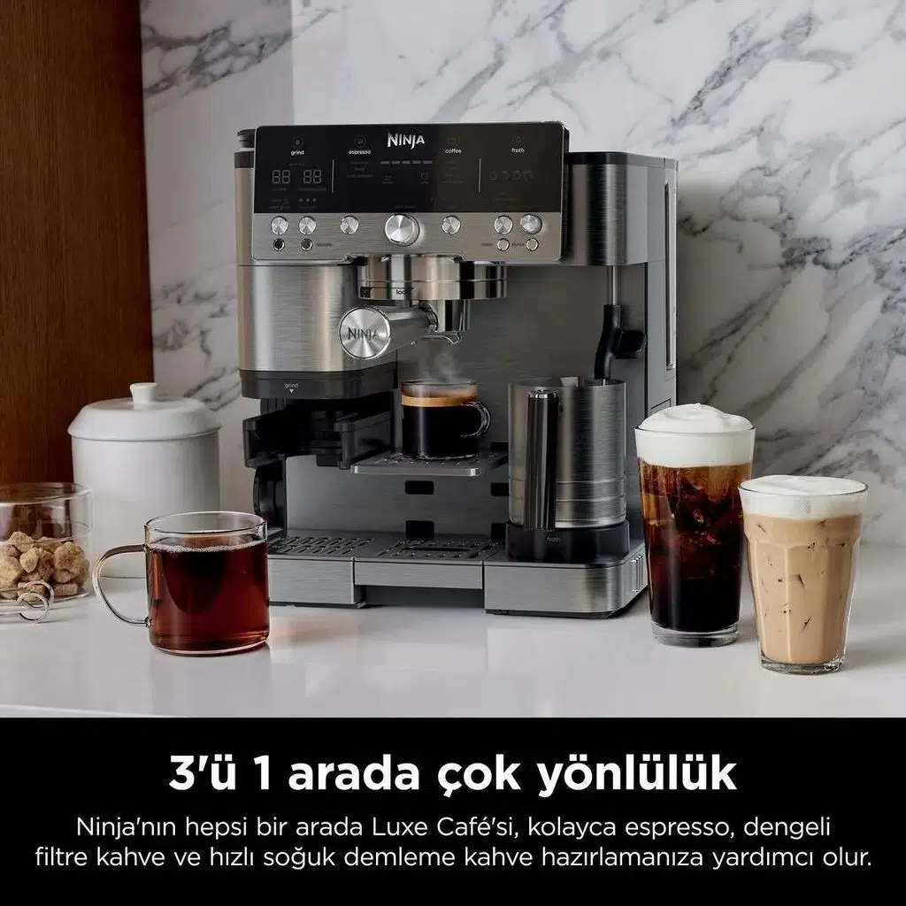 Ninja Luxe Café Premier Espresso Makinesi 1680 W İnox Renkli 3'ü 1 Arada Espresso ve Filtre Kahve Ninja Luxe Café Premier Espresso Makinesi 1680 W İnox Renkli 3'ü 1 Arada Espresso ve Filtre Kahve